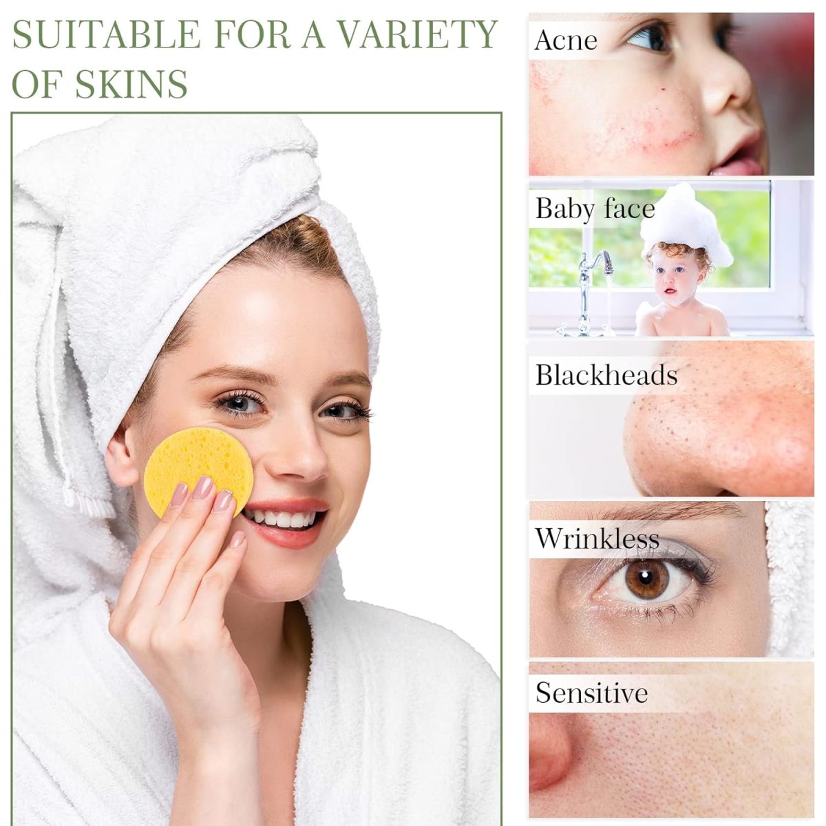 120 Pcs Compressed Facial Sponges Natural Face Exfoliator Disposable Face Sponges for Cleansing Round Soft Facial Scrubber Pads with Storage Container for Makeup Removal Esthetician Supplies Travel - Image 6