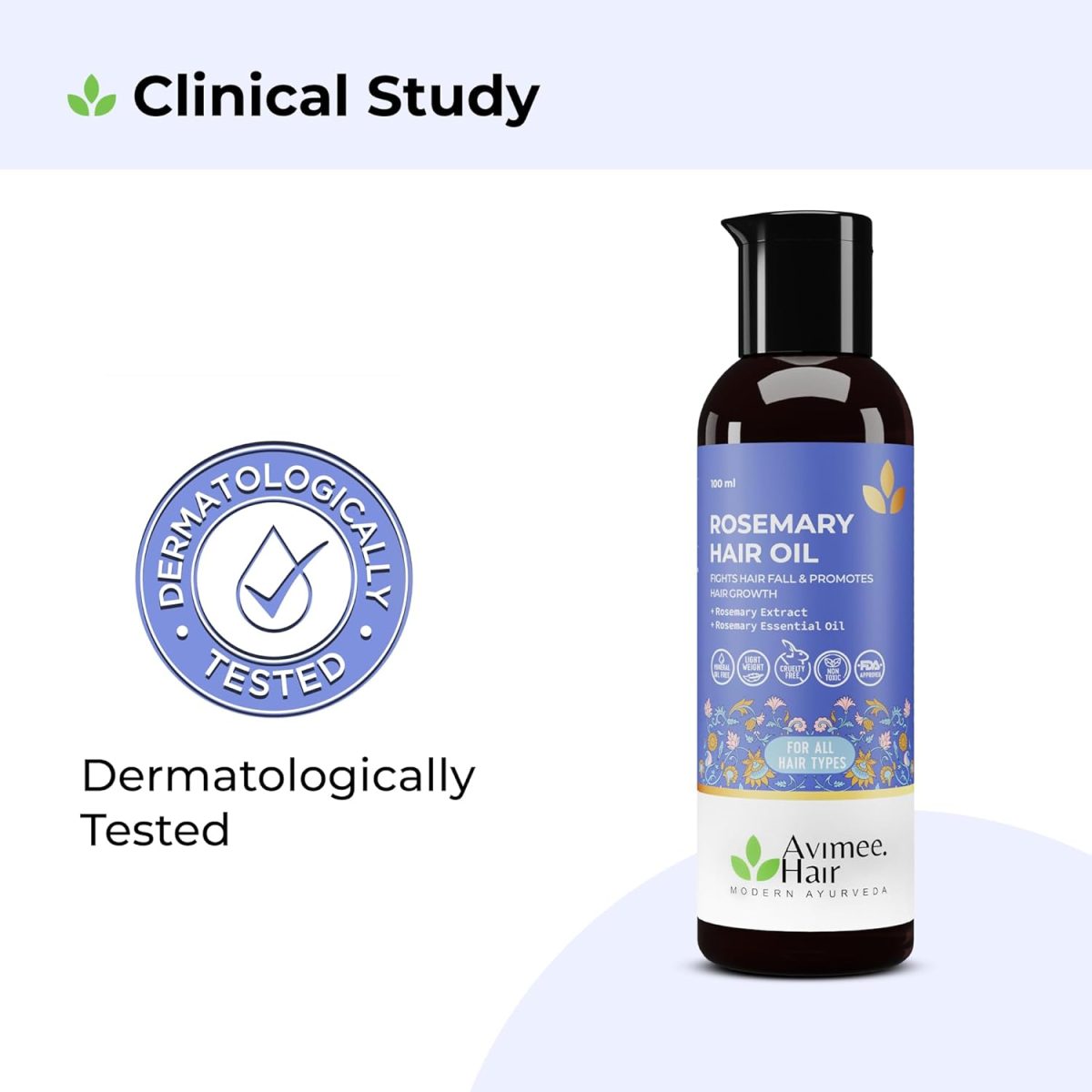Avimee Herbal Rosemary Hair Oil | For Hair Growth, Hair Fall Control and Dandruff | 100% Pure & Natural | Mineral Oil Free | 100mL - Image 4