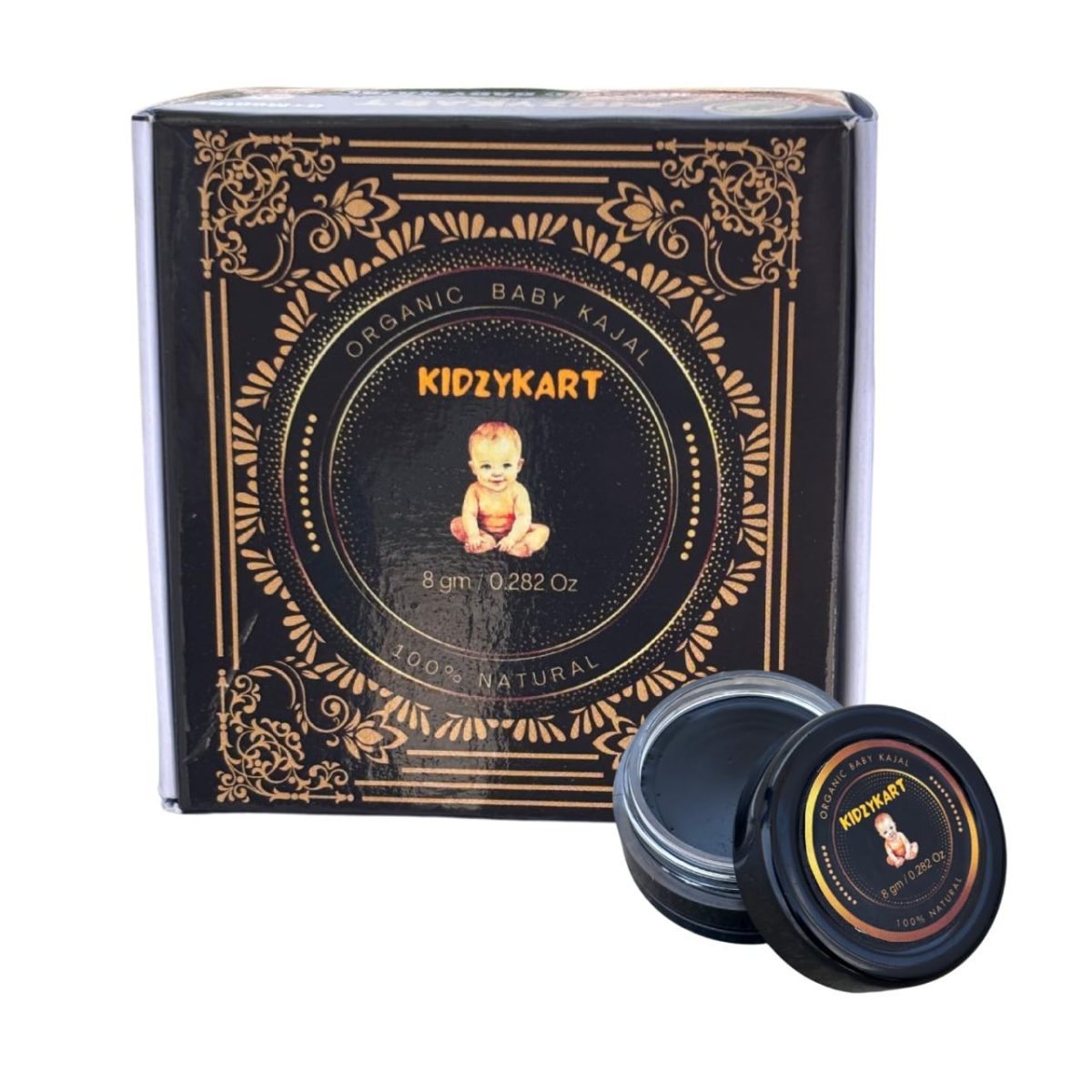 Kidzykart Organic Baby Kajal for New Born, Water Resistant, Smudgeproof, with Almond & Pure Ghee, Nourishes & Thicken Baby Eyeslashes - Matte Finish (8g) - Image 7