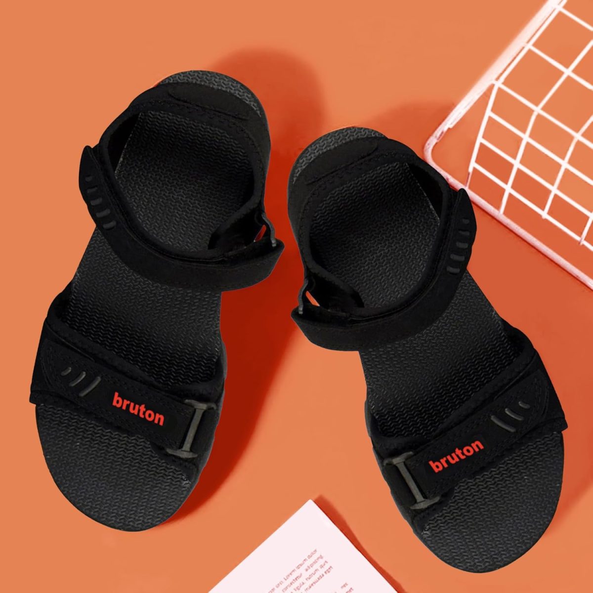 BRUTON Sandals for Men's | Light Weight, Comfortable & Trendy | Soft Footbed | Casual and Stylish Sandals for Walking, Working All Day Black - Image 2