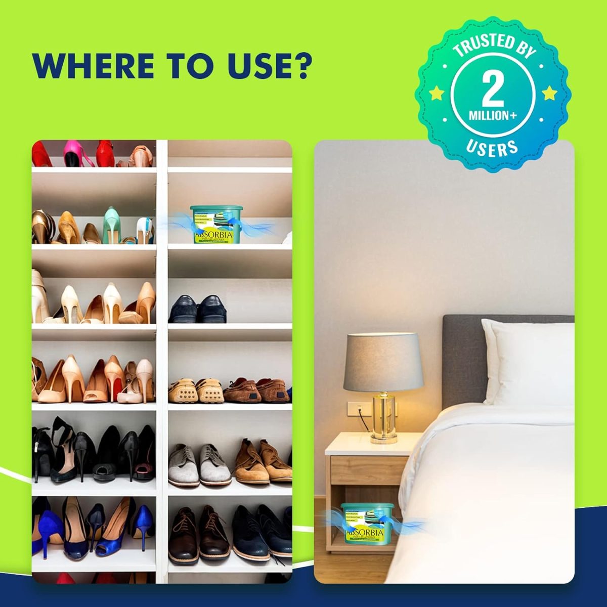 Absorbia Moisture Absorber | Classic Pack of 6 (600ml Each) | Moisture Absorber for Wardrobe | Dehumidifier for Room Moisture | Air Freshener for Room, Toilet | Compact Size | Moisture Absorbers - Image 2
