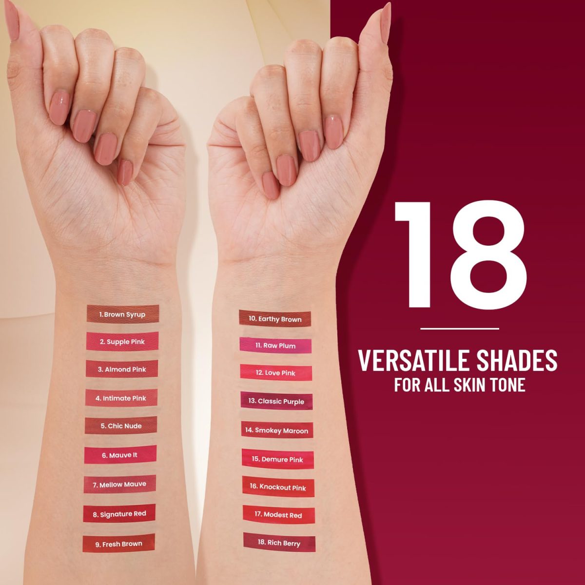Swiss Beauty Stay On Matte Highly Pigmented Liquid Lipstick | With Vitamin E & Shea Butter | Smudge-Proof and Transfer-Proof | 24 Hour Stay | 2g, Shade- Brown Syrup - Image 4