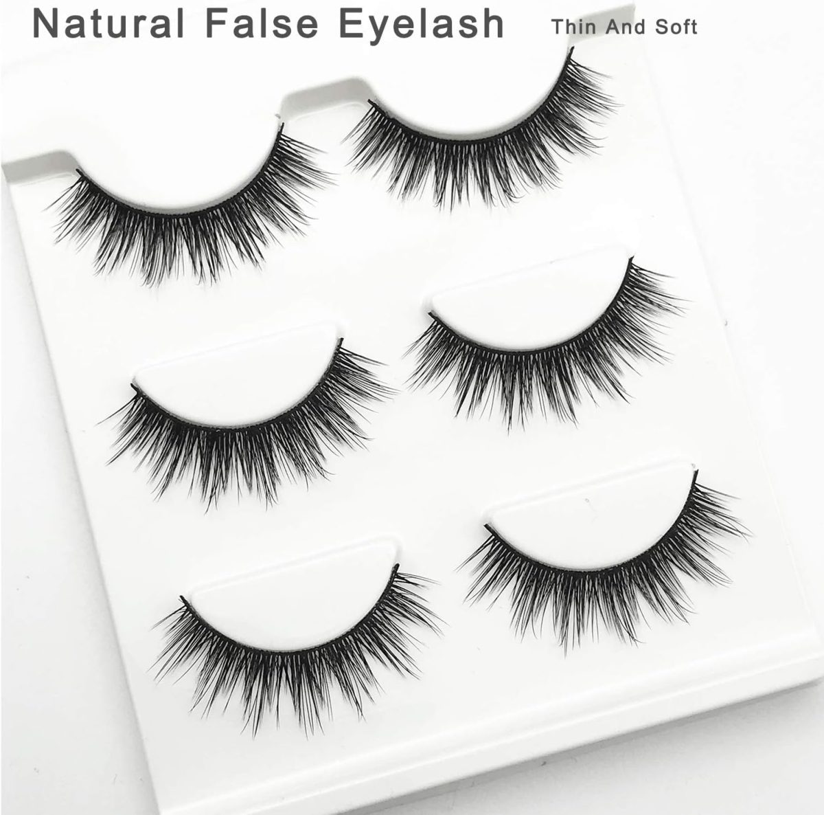 HUDA GIRL Eye Lashes for Women - Black Handmade Natural Thick Long Polyester, 3 Pairs False Eyelashes with Eyelash Glue - Empathetic Reusable Extensions for Womens, Girls - Eyelash with glue Set - Image 3