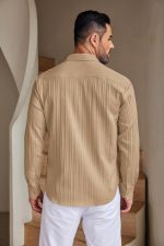 DEELMO Men's Casual Button Down Shirts Long Sleeve Linen Shirt Fashion Textured Beach Summer Shirt - Image 5