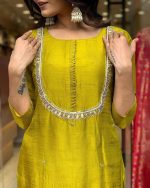 Yashika Women's Silk Blend Jacquard Kurta and Pant with Dupatta Set and Khatali Work Suitable For Every Indian Occasion - Image 2