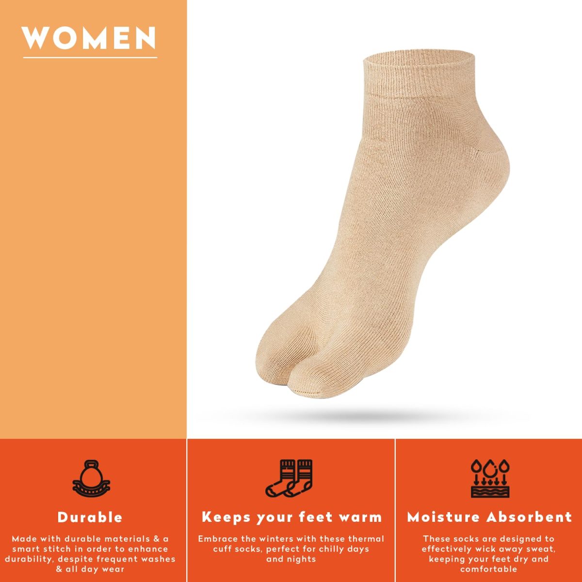 Supersox Ankle Thumb Socks for Women, Made with Breathable, Anti Odour & Moisture Absorbent Combed Cotton with a Extra Durable Welt, Ideal For All Day Wear (Pack Of 4) - Image 4