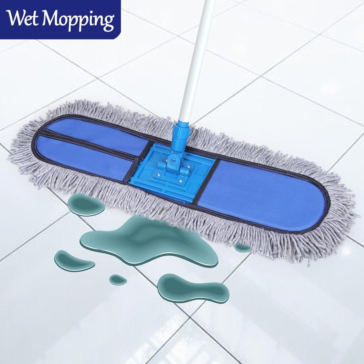 Livronic Plastic Wet And Dry Cotton Pad Floor Mop 67X14X5 (18-Inch Head) With 4 Feet Telescopic Handle Floor Cleaning Mop|Home|Office|Hotels|Hospitals (Set Of 1) (18 Inch Full Set With 1 Extra Pad.) - Image 8