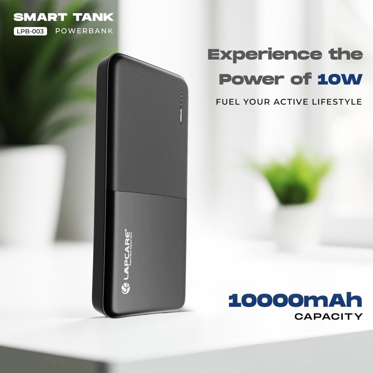 LAPCARE Smart Tank 10000Mah Fast Charging Power Bank | Dual USB Port | Led Indicator | Light Weight | Multi Protocol Support | Multi Circuit Protection | Compact & Slim Design | Made in India - Image 2