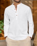 Univibe Men Solid Cotton Blend Straight Kurta Shirt - Image 2