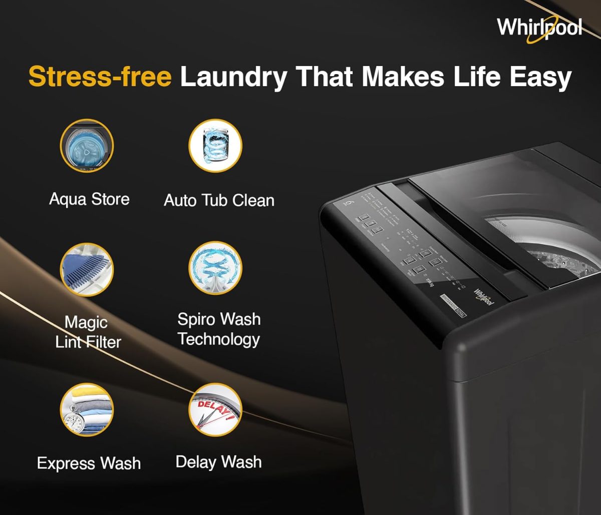 Whirlpool 7 kg Magic Clean 5 Star Fully Automatic Top Load Washing Machine Grey (MAGIC CLEAN 7.0 GENX GREY 5YMW) - Image 9