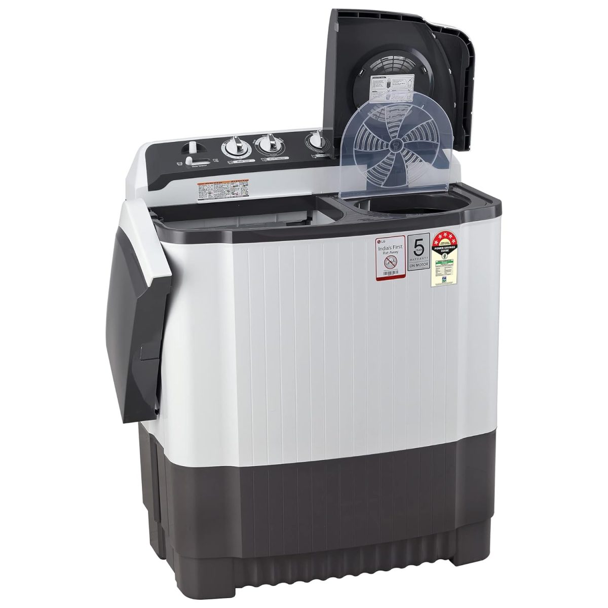 LG 7 Kg 5 Star Wind Jet Dry Semi-Automatic Top Loading Washing Machine (P7020NGAZ, Dark Gray, Rat Away Feature) - Image 11