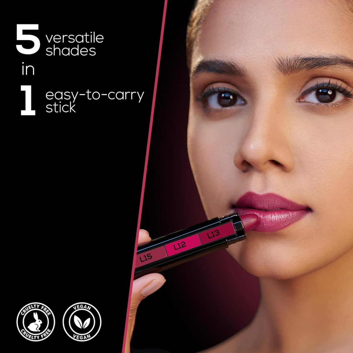 RENEE FAB 5 Glossy 5 in 1 Lipstick 7.5 Gm - Five Shades in One - Moisturizing & Nourishing, Long Lasting, Glossy Finish - Intense Color Payoff - Compact, Glides Smoothly with One-Stroke Application - Image 6