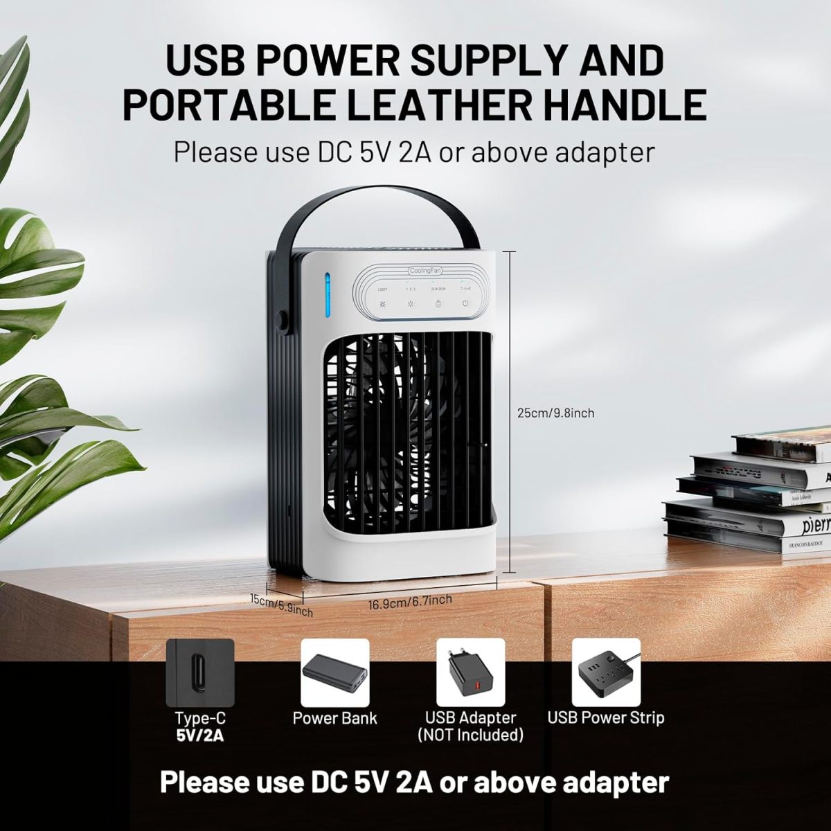 Portable Air Conditioners Cooling Fan, 3 in 1 Evaporative Air Cooler, Portable AC Unit with 3 Speeds, 3 Cool Mists, 4 Timers, 7 Color Lights, Personal Desktop Mini Cooling Fan for Room Camping Car - Image 7