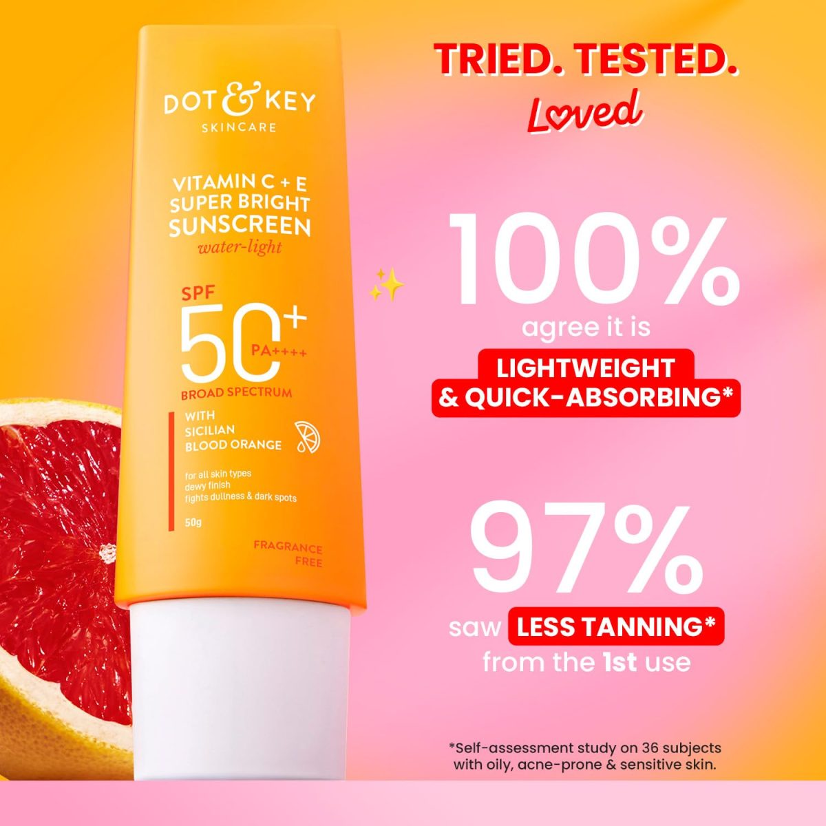 DOT & KEY Vitamin C + E Super Bright Sunscreen Spf 50 |Water-Light,UVA/UVB & Blue Light Protection|For Even Toned & Glowing Skin|With Liquid Spf 50+++| No White Cast| For All Skin Types| 50G,Pack Of 1 - Image 5