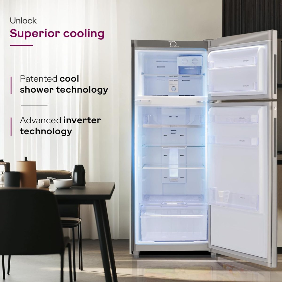 Godrej 223 L 3 Star Convertible Freezer 6-In-1, Nano Shield Technology, Inverter Frost Free Double Door Refrigerator(RT EONVALOR 260C RCIF ST RH, Steel Rush) - Image 5