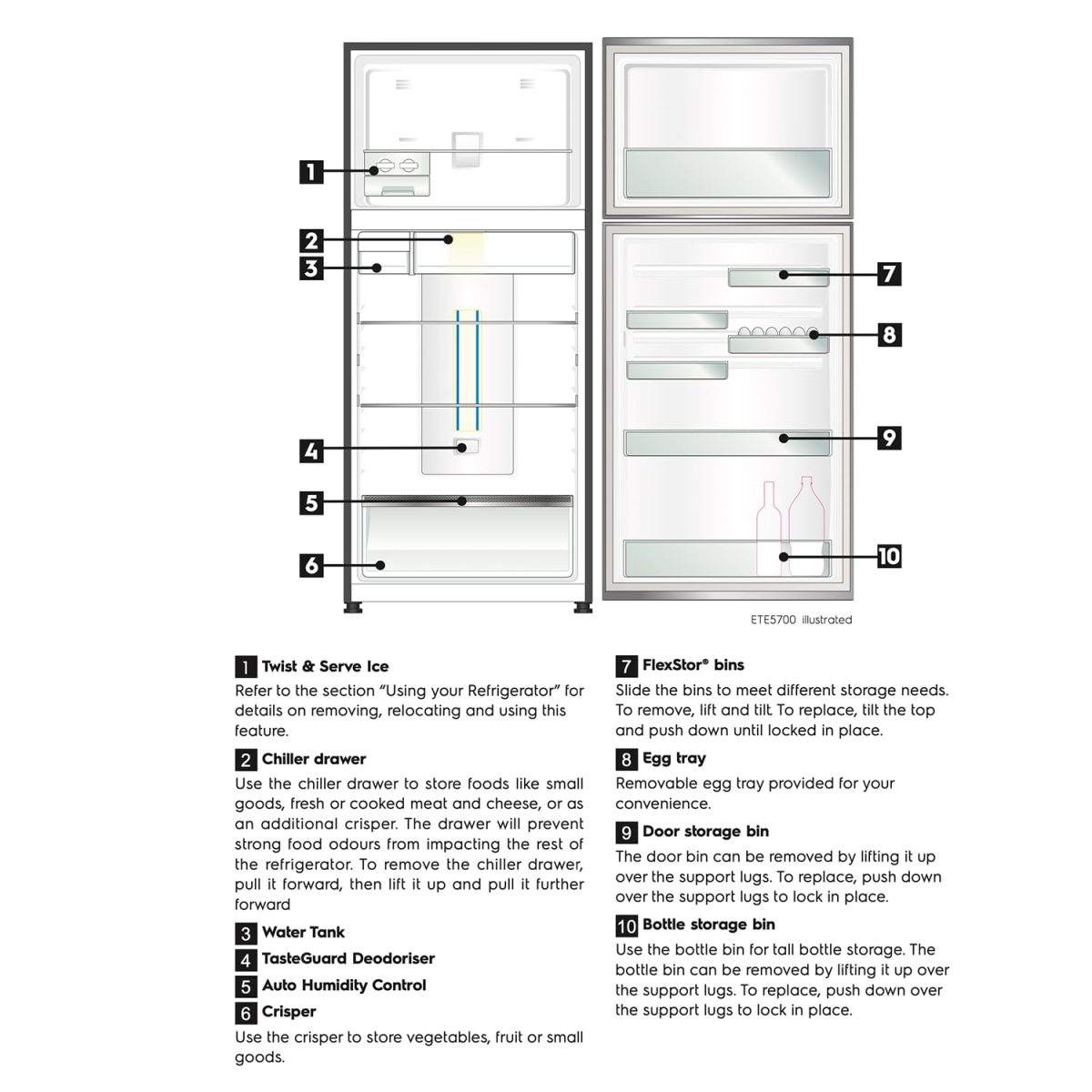 Electrolux 461L Frost Free Inverter Double Door Refrigerator, Top Freezer, TasteLockAuto & TasteGuard Technology, Arctic Silver Steel, UltimateTaste 500, ETB4600C-A - Image 4