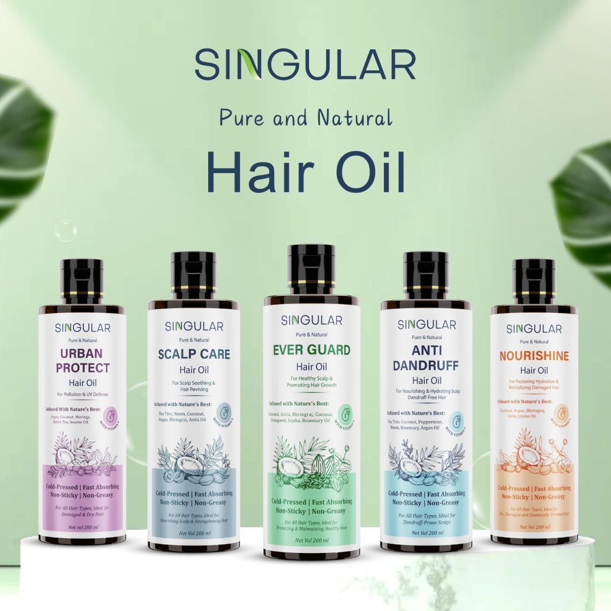 Singular Ever Guard Hair Oil for Men & Women | Hair Growth & Hair Fall Control | Cold-Pressed Blend of Argan, Almond, Bhringraj, Rosemary Oil & Vitamin E - 100 ml - Image 7