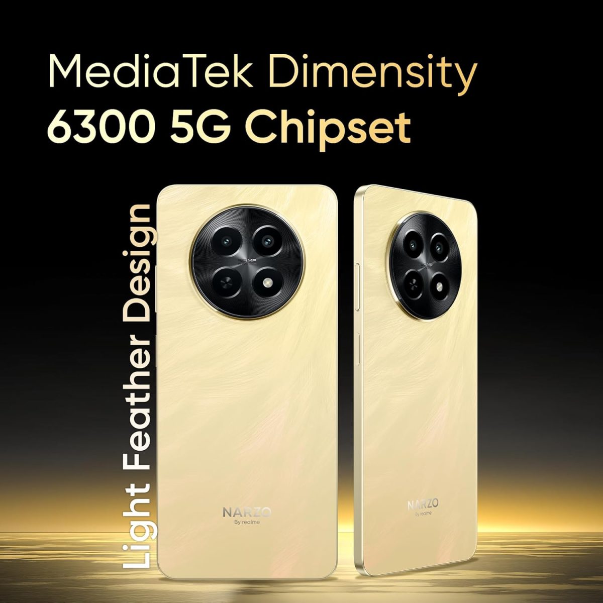realme NARZO N65 5G (Amber Gold 4GB RAM, 128GB Storage) India's 1st D6300 5G Chipset | Ultra Slim Design | 120Hz Eye Comfort Display | 50MP AI Camera| Charger in The Box - Image 4