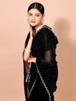 leelavati Women Embellished Bollywood Chiffon Saree Elegant Design For Weddings, Parties, And Festivities - Image 4