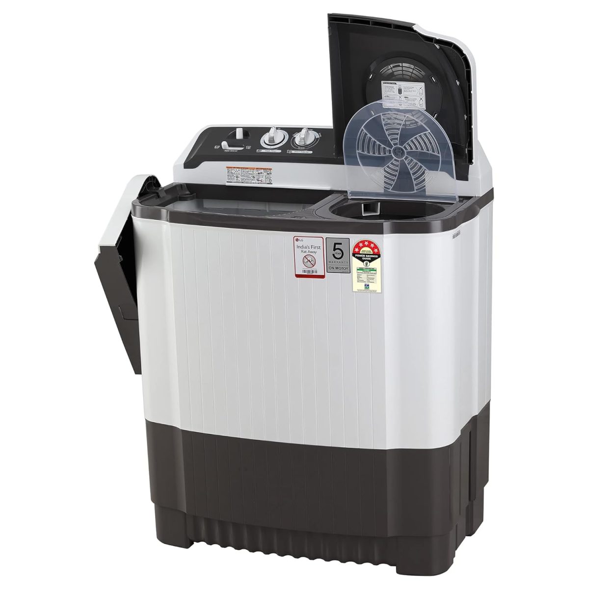 LG 7 Kg 5 Star Wind Jet Dry Semi-Automatic Top Loading Washing Machine (P7020NGAZ, Dark Gray, Rat Away Feature) - Image 12