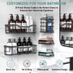JD FRESH 5 in 1 Self Adhesive Shelf Organizer Combo/Metal Racks and Shelves for Wall/Stand for Bathroom Without Drill/Soap Holder with Tooth Brush Holder/Bathroom Accessories(Black) - Image 5