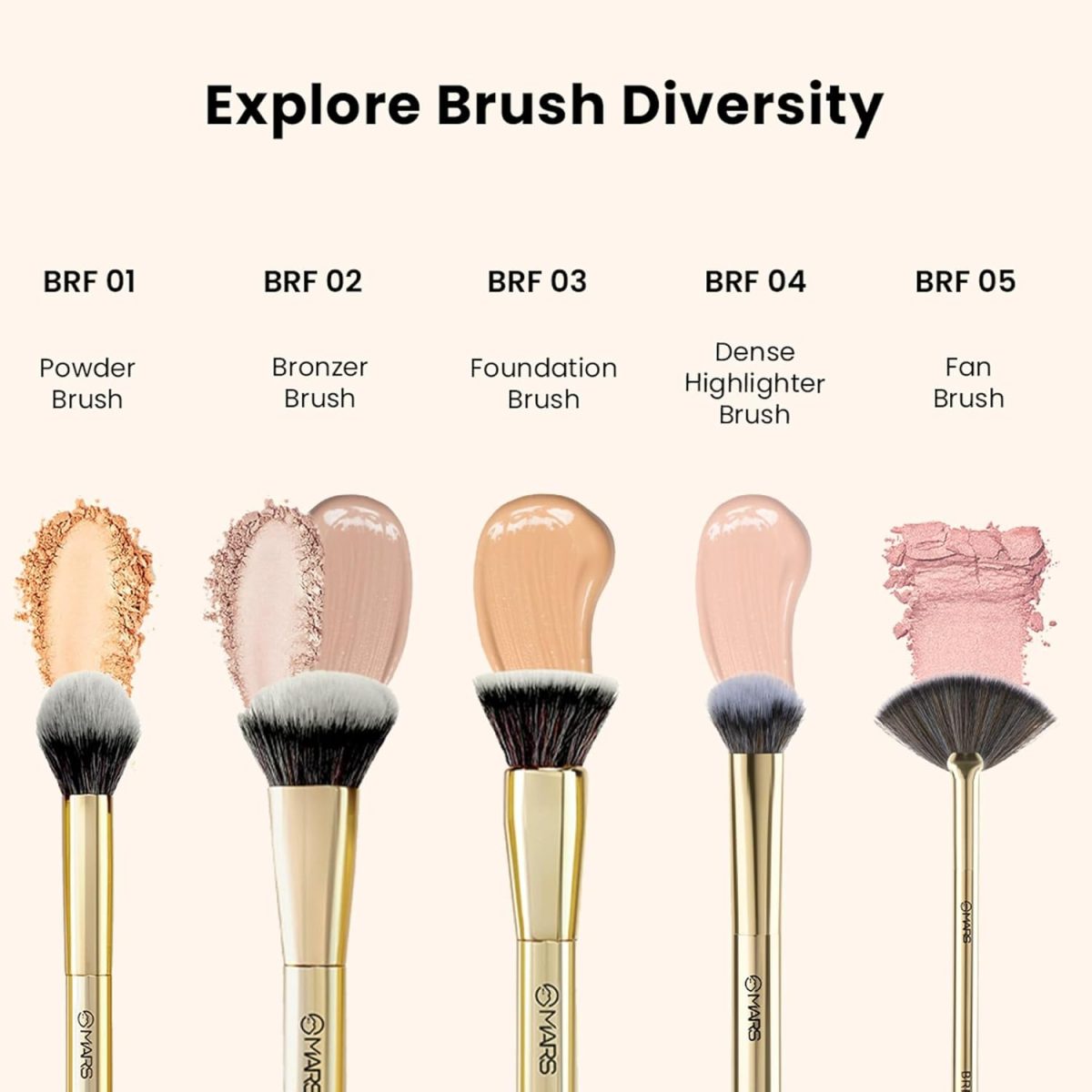 MARS Artist's Arsenal Ultra Thin Foundation Makeup Brush For Blending Liquid Foundation & Cream | Ultra Thin Bristles | Flawless Application | Sleek Design for Minimal Effort (Golden) - Image 6