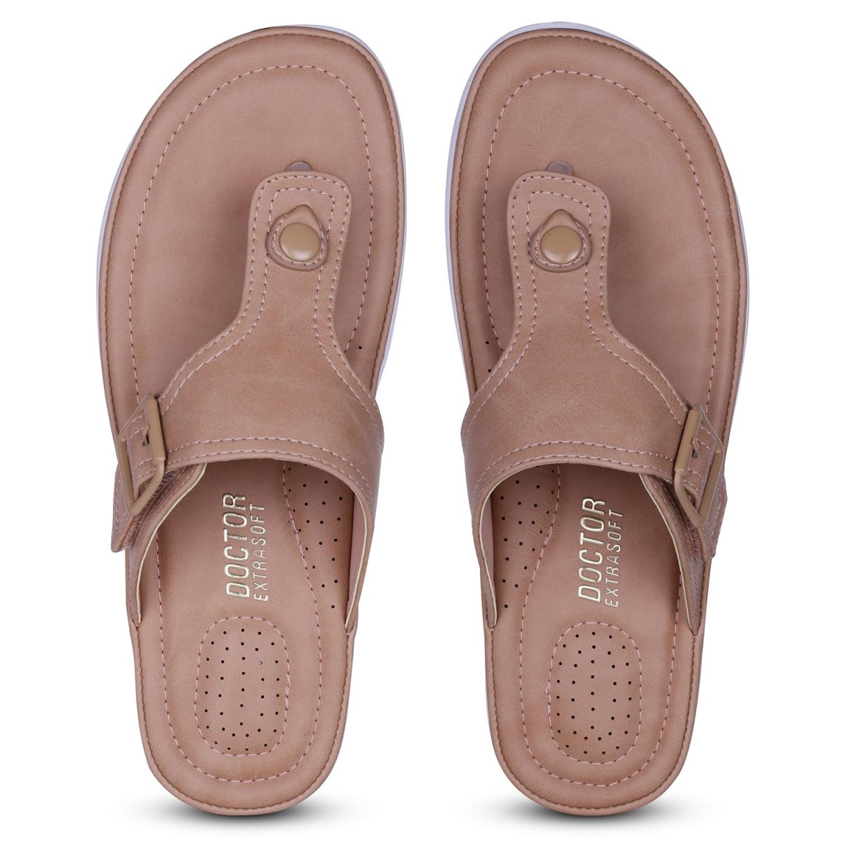 DOCTOR EXTRA SOFT Womens Flat Memory Foam Slippers/Flip-Flops Fashion Stylish Casual Comfortable Diabetic Orthopedic Lightweight Synthetic Slip-on Sandals with Adjustable Buckle for Girls & Ladies D-630 - Image 7
