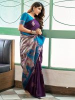 SWARON Women's Banarasi Jacquard Kanjivaram Silk Saree with Unstitched Blouse Piece - Image 2