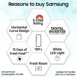 Samsung 189 L, 5 Star, Digital Inverter, Direct-Cool Single Door Refrigerator (RR21D2H259U/HL, Paradise Bloom Blue, Base Stand Drawer) - Image 2
