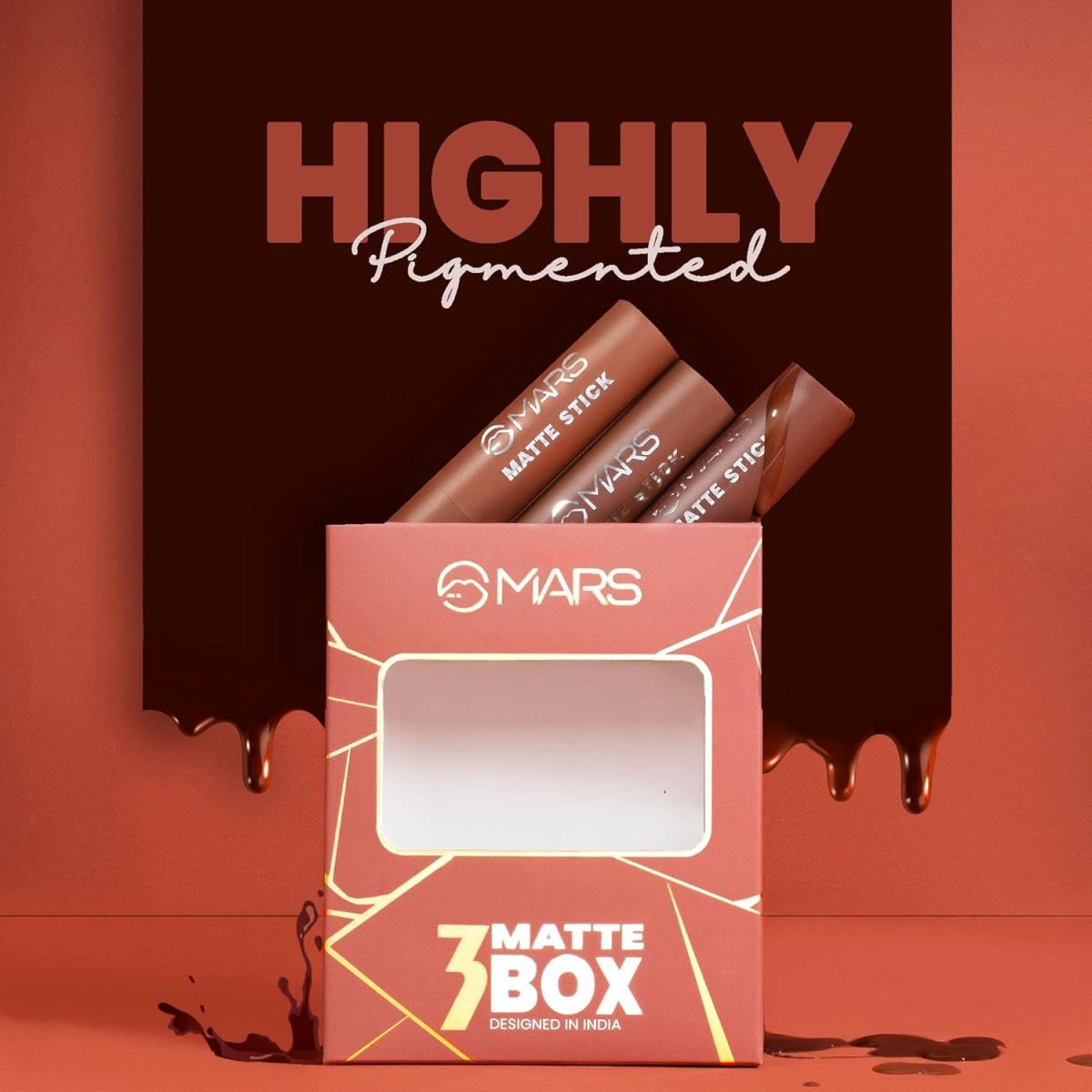 MARS Matte Box Set of 3 Lipsticks for Women | Long-Lasting | Smooth Finish | Moisturising | One Swipe Pigmentation | (3x3.2 gm) (02-Peaches & Nudes) - Image 5