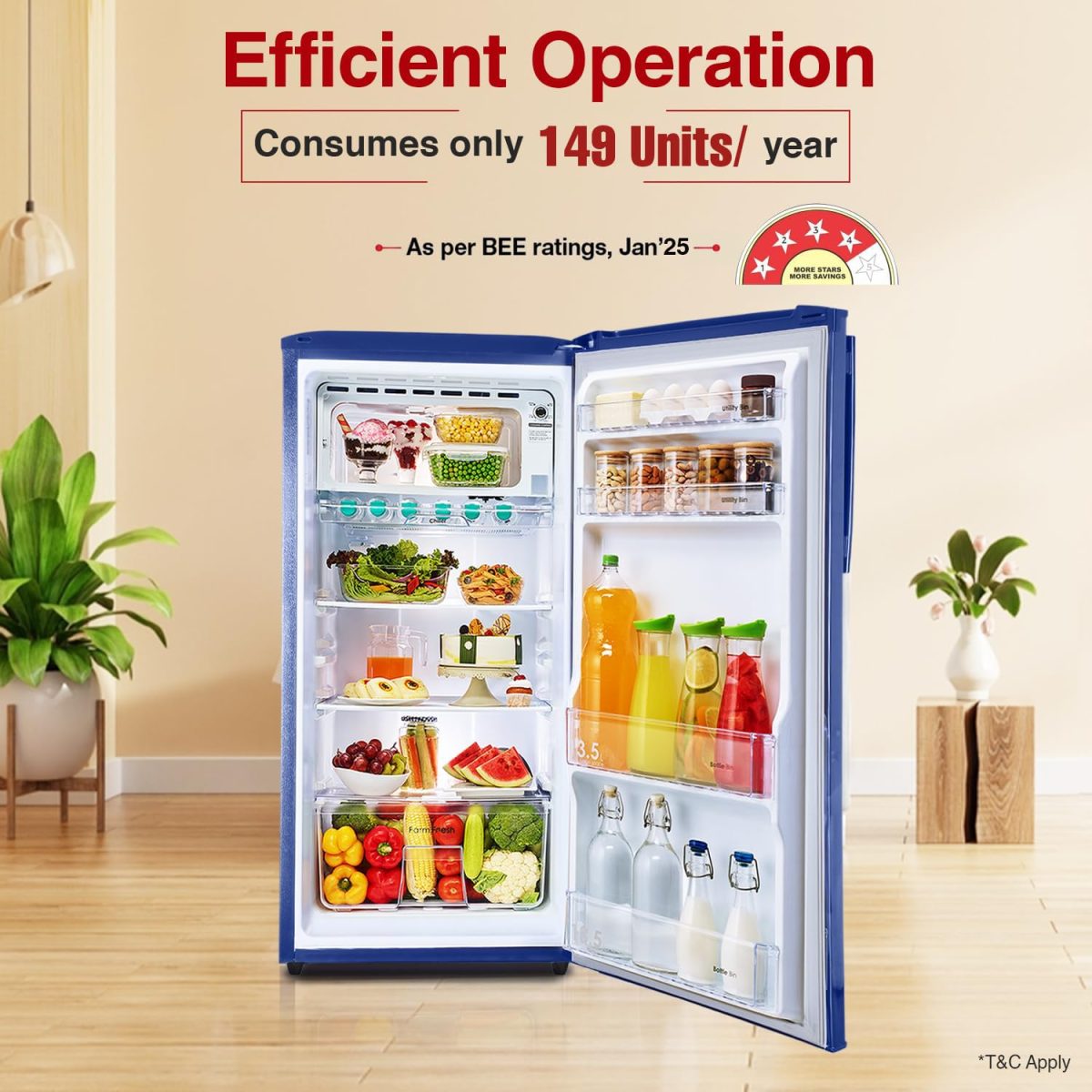 Godrej 180 L 4 Star Turbo Cooling Technology, 24 Days Farm Freshness Direct Cool Single Door Refrigerator (RD EDGENEO 207D THF MP BL, Maple Blue) - Image 2