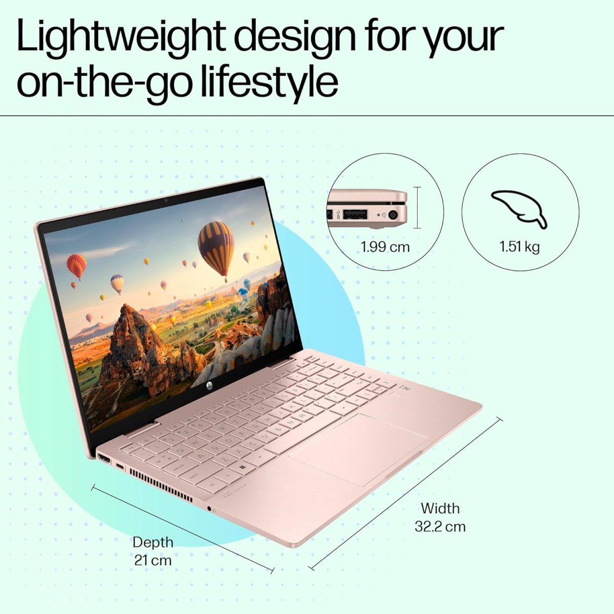 HP Pavilion x360, 13th Gen Intel Core i7-1355U (16GB DDR4, 512GB SSD), Touchscreen,IPS, 14''(35.6cm) FHD,Win 11, M365 Basic(1yr), Office Home 24, Rose gold,1.5kg,Iris Xe, Backlit, 5MP Camera, ek1152TU - Image 10