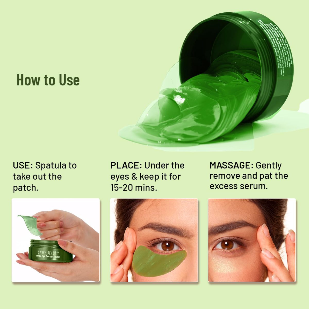Swiss Beauty Hydra Anti Wrinkle Eye Serum Patch| Treats Dark Circles, Fine Lines And Wrinkles | Enriched With Collagen And Aloe Vera Extract | Shade- Aloevera, 60 Pcs| - Image 8