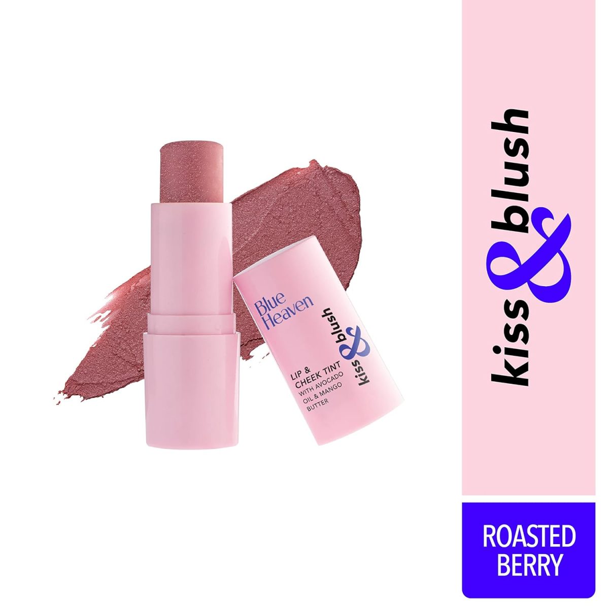 Blue Heaven Kiss & Blush Lip, Cheek & Eye Tint with Avocado Oil & Mango Butter | 3-in-1 blush for face makeup | Rich & Creamy Formula |Easily Blendable | Multipurpose Makeup, Roasted Berry, 8.5gm - Image 2