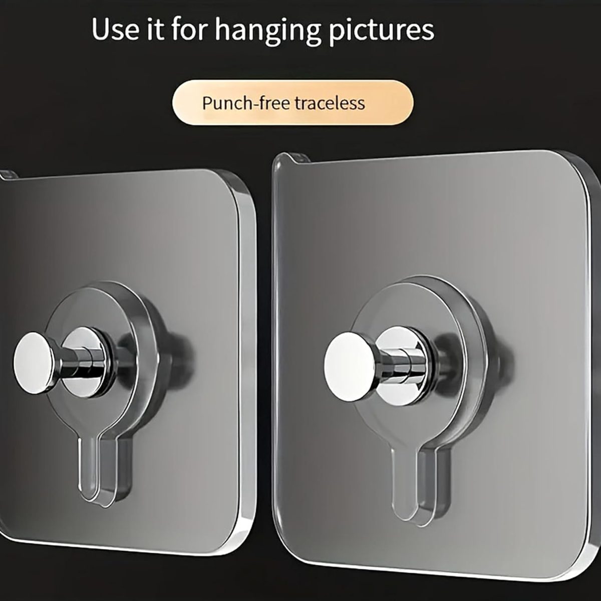 Misamo Enterprise Wall Hooks Without Drilling Waterproof Hooks for Bathroom Shower Kitchen Keys Door Outdoor Home Improvement Utility Hook (Pack of 10, Photo Frame Hook) Clear, Stainless Steel - Image 6