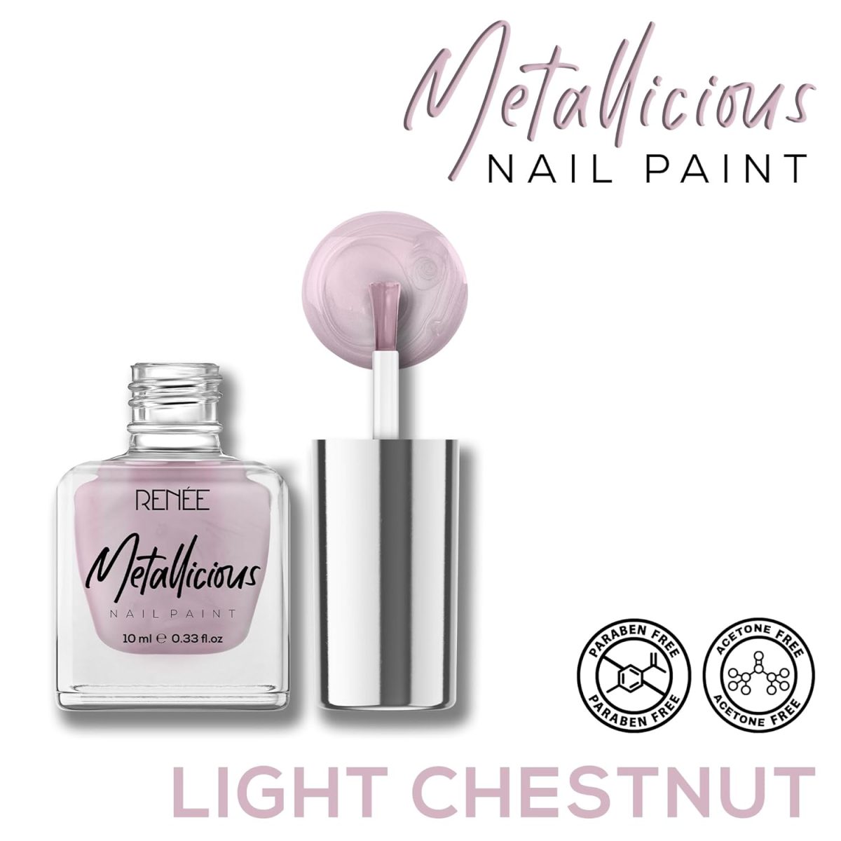 RENEE Metallicious Nail Paint- Light Chestnut 10ml | Quick Drying, Metallic Finish, Long Lasting, Chip resisting Formula with High Shine & Full Coverage | Acetone & Paraben Free - Image 5