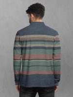 BULLMER Striped Textured Printed Polo Neck Fullsleeve T-Shirt with Rib for Men - Image 3