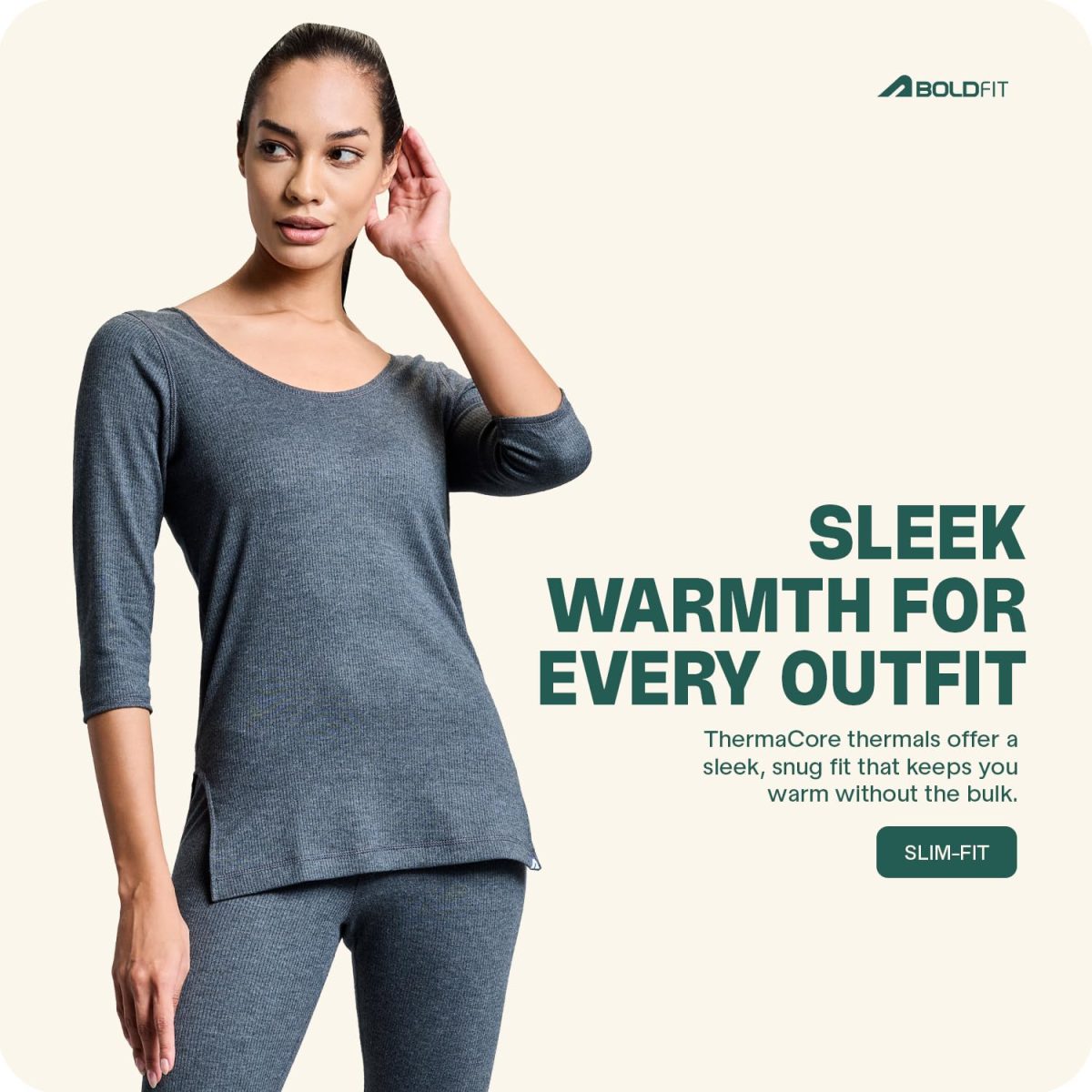 Boldfit Thermal wear for Women Set Warm and Comfortable Thermals Set for Woman Full Sleeves Body Warmer Combo for Women Natural Insulation Thermals Cozy Thermal Top and Leggings Combo for Womens - Image 3