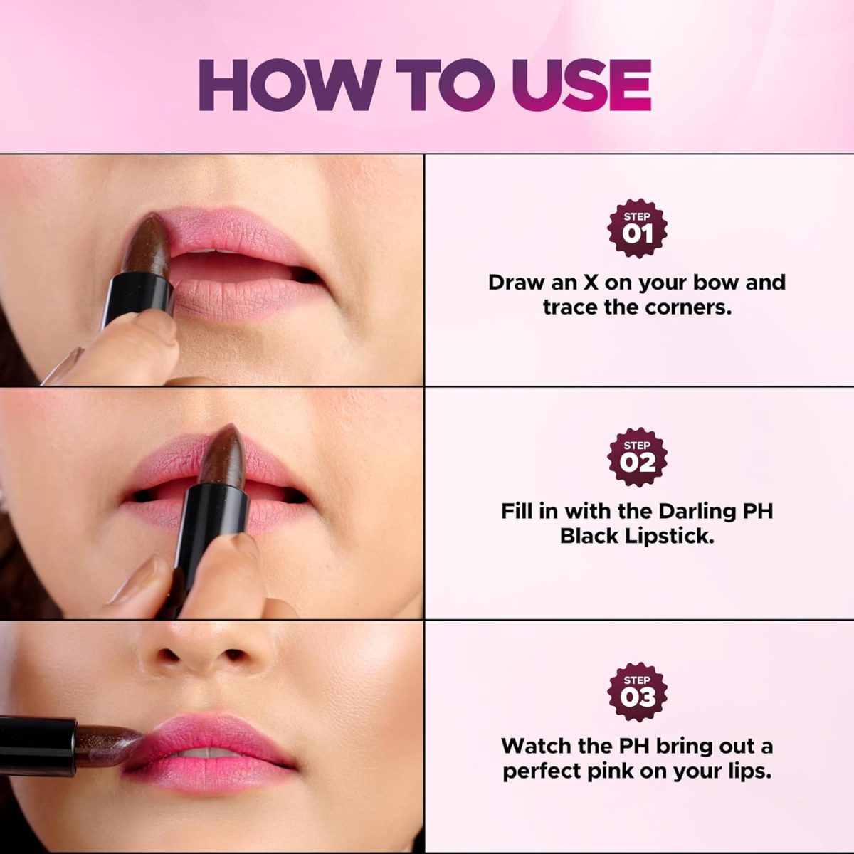 Hilary Rhoda Darling PH Black Lipstick | Intense Colour & Highly Pigmented | Nourishing & One Swipe Lipstick | Semi-Glossy Finish | 3.6g - Image 6
