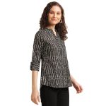 NAINVISH Tops for Women Printed Regular Fit Shirt, Tops for Women Stylish Latest|Office Wear Tops for Women|Cotton Blend Tops for Women|Mandarin Collar Top - Image 3