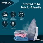Bajaj Stainless Steel Majesty DX-11 1000 Watts Dry Iron | Advance Soleplate And Anti-Bacterial German Coating Technology | Automatic Shut Off | Thermal Safety Fuse | 2-Yrs Warranty 【White & Blue】 - Image 3