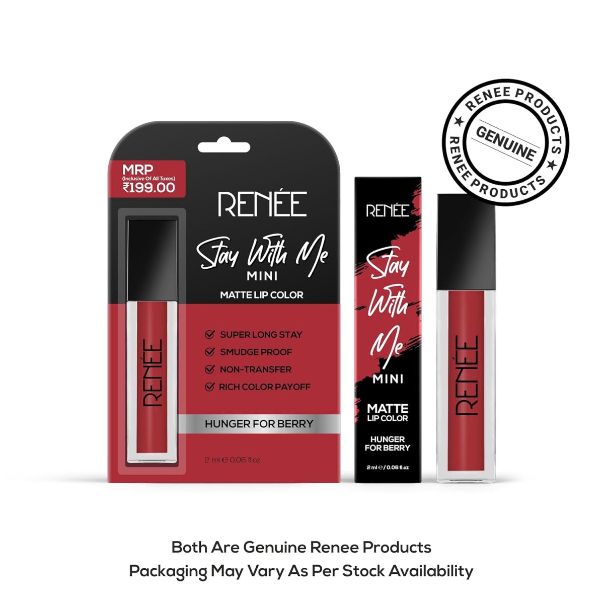 RENEE Stay With Me Mini Matte Lip Color, Long Lasting, Non Transfer, Water & Smudge Proof, Light Weight Liquid Lipstick, Hunger for Berry 2ml - Image 7