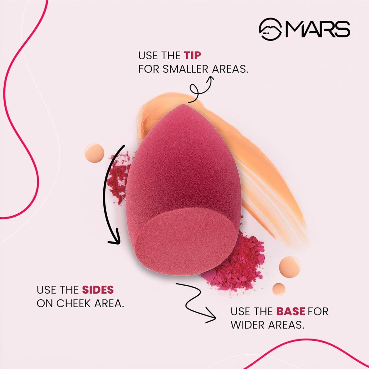 MARS Master Blender for Makeup | Dual-Sided Excellence | Flat for Precision | Premium Material | Durable | Less Product Absorption | Slant Shaped For Even Application - Image 5