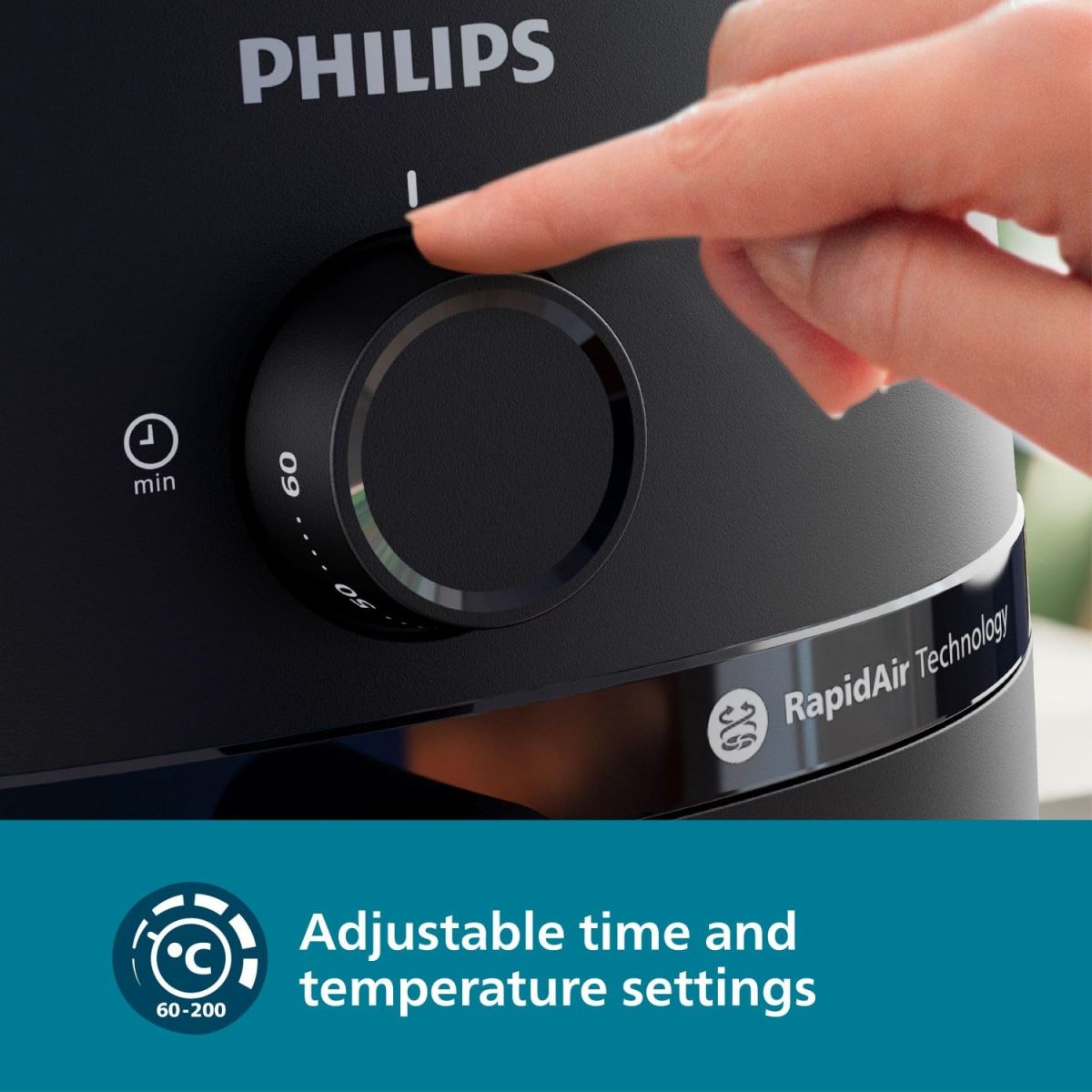 PHILIPS Air Fryer NA120/00, uses up to 90% less fat, 1500W, 4.2 Liter, with Rapid Air Technology (Black), Large - Image 8