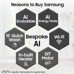 Samsung 9 kg, 5 star, AI EcoBubble, Super Speed, Wi-Fi, Hygiene Steam with Inbuilt Heater, Digital Inverter, Fully-Automatic Front Load Washing Machine (WW90DG5U24AXTL, Inox) - Image 2