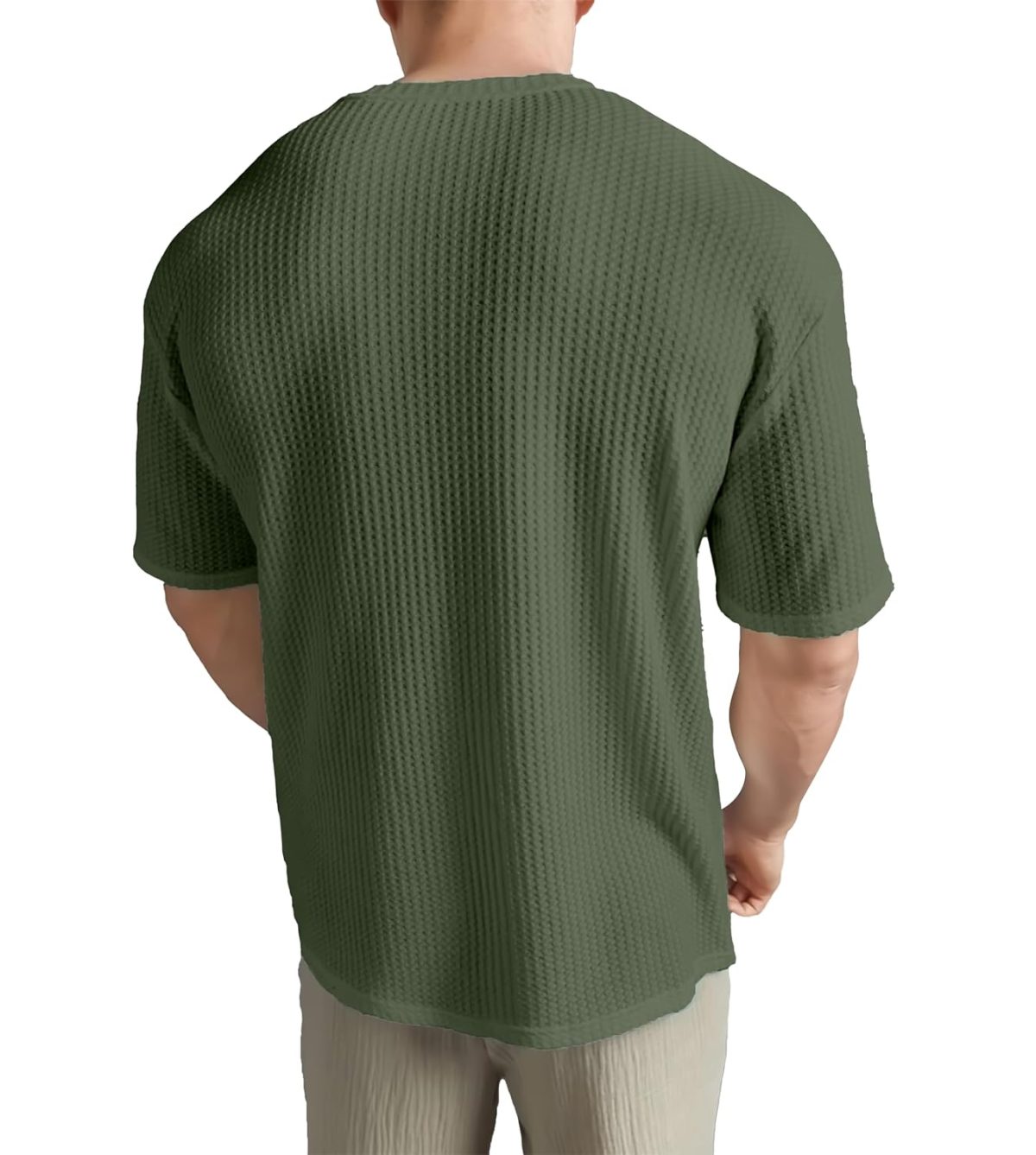 SHODOX Mens Solid Dotted Unique Design Oversized Tshirt for Men - Round Neck Loose Fit Drop Shoulder Mens T-Shirt - Image 2
