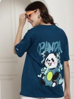 Fabflee Pure Cotton Oversized Baggy Fit Drop Shoulder Latest Aesthetic & Cool Graphic Printed Half Sleeve Tshirt for Women |Trendy Tees |Casual Loose Korean T-Shirt - Image 2