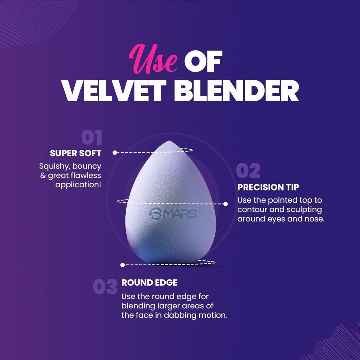 MARS Microfiber Velvet Beauty Blender for makeup | Less Wet & Dry Product Absorption | Premium Makeup Blender Sponge | Super Soft Velvety Texture | Latex Free | Skin Friendly - Image 6