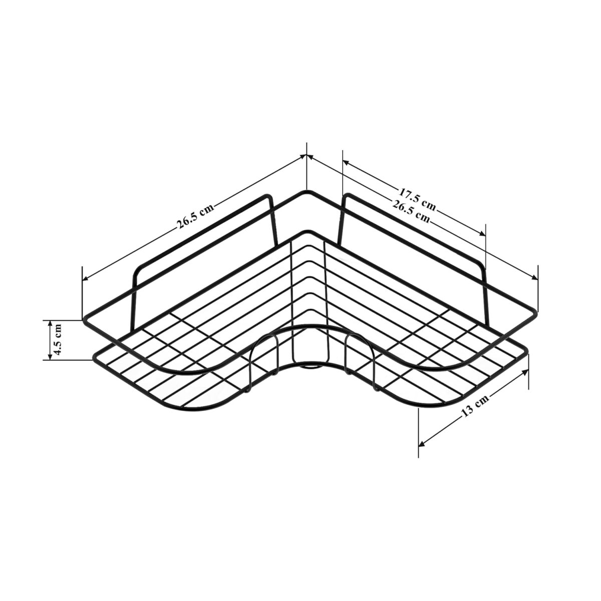 Plantex Drill Free Corner Shelf for Bathroom Wall/Bathroom Organizer Without Drill/Kitchen Shelf/ - Pack of 2 (Black,CED Powder Coated) - Image 3