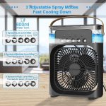 Mabron [15 𝒀𝒆𝒂𝒓𝒔 𝑾𝒂𝒓𝒓𝒂𝒏𝒕𝒚] Mini Portable Air Conditioner Fan – Evaporative Air Cooler with 3 Spray Modes & LED Lights for Desk, Home & Travel Cooling - Black_Multicolor - Image 2